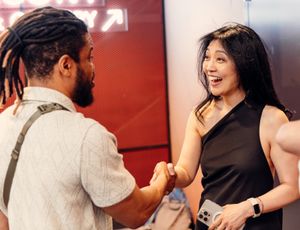 Ensemble member Jon Michael Hill and playwright Mia Chung @ BroadwayWorld Ensemble member Jon Michael Hill and playwright Mia Chung Photo
