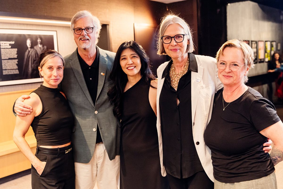Cast member/ensemble member Audrey Francis, Rob Milburn, playwright Mia Chung, director/ensemble member Amy Morton and stage manager Laura Glenn at Photos: Inside Opening Night of CATCH AS CATCH CAN at Steppenwolf Theatre Company