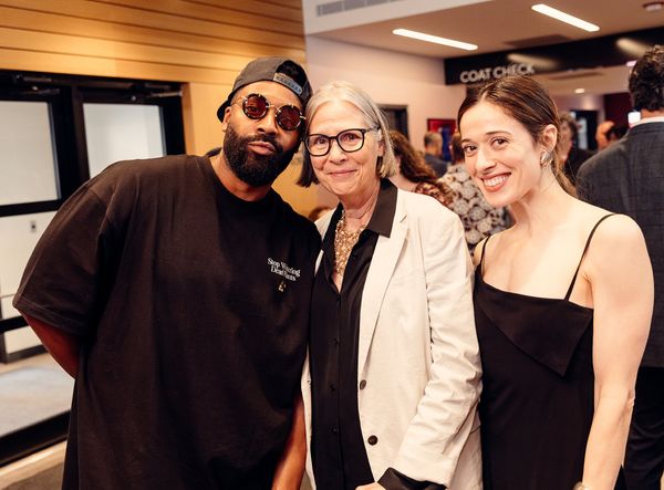 LaRoyce Hawkins, director/ensemble member Amy Morton and Marina Squerciati Photo