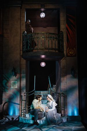 Ato Blankson-Wood as Duke, David T. Patterson as Claudio, and Amelia Pedlow @ BroadwayWorld Ato Blankson-Wood as Duke, David T. Patterson as Claudio, and Amelia Pedlow Photo