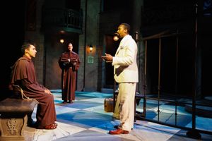 Charlie Alguera as Friar Thomas, Max Lorn-Krause as Friar Peter, and Ato Blankson-Wood @ BroadwayWorld Charlie Alguera as Friar Thomas, Max Lorn-Krause as Friar Peter, and Ato Blankson-Woo Photo