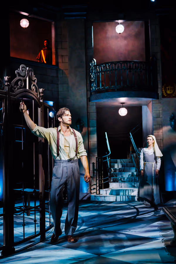 David T. Patterson as Claudio, Amelia Pedlow as Isabella, and Ato Blankson-Wood Photo