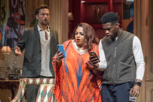 Tom Mison (Stefan),  Rina Fatania (Indira) and Freddie MacBruce (Allen) Photo