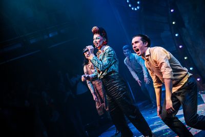 Divina De Campo at curtain call for gala night of RIDE THE CYCLONE, credit Charlie Fl Photo