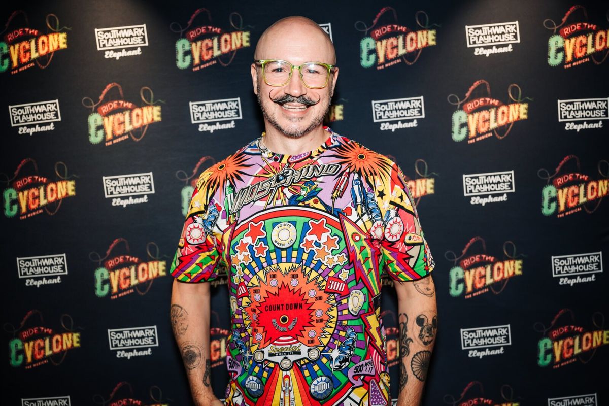 Dominic Skinner at gala night for RIDE THE CYCLONE, credit Charlie Flint at Photos: Inside RIDE THE CYCLONE Gala Night at Southwark Playhouse Elephant