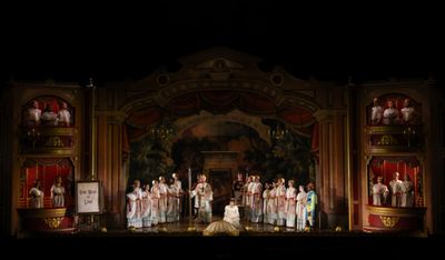The Santa Fe Opera Chorus, Alexander K  peczi, Jo  lle Harvey, Will Liverman Photo