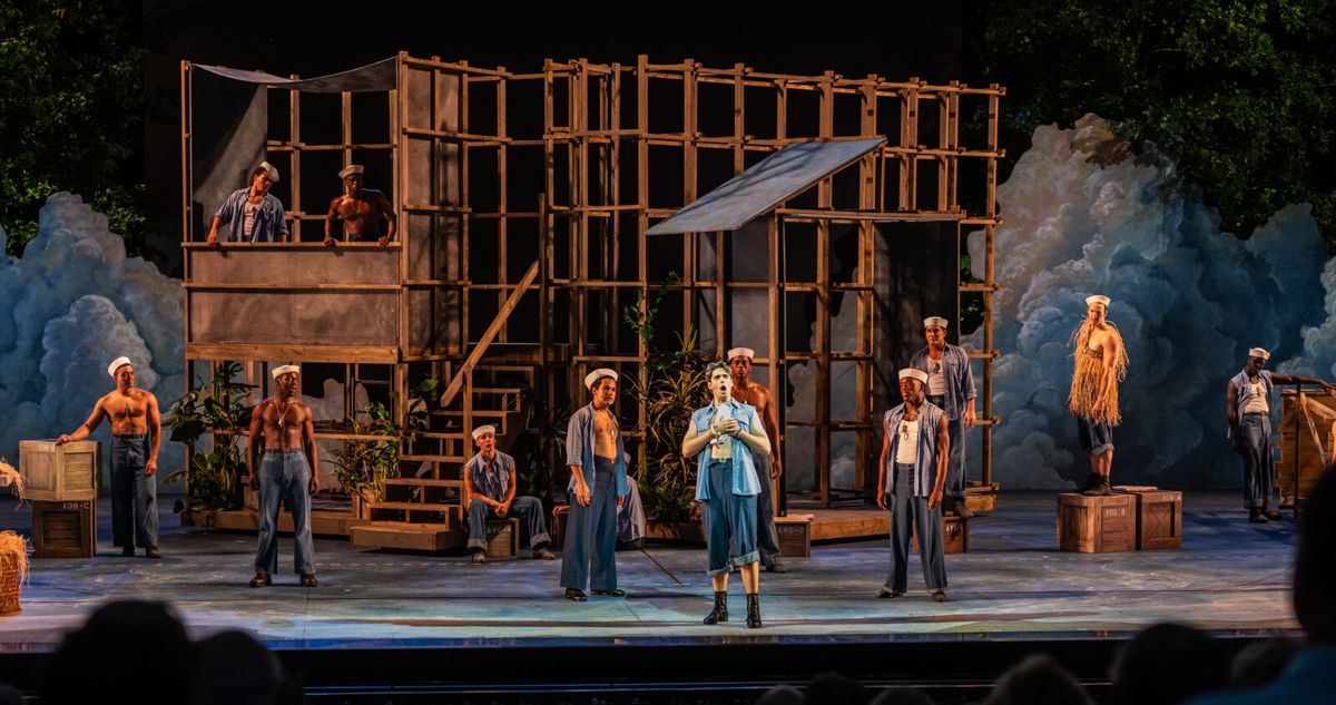 Bobby Conte (center) and members of the company at Photos: Paulo Szot, Taylor Louderman and More in SOUTH PACIFIC at The Muny