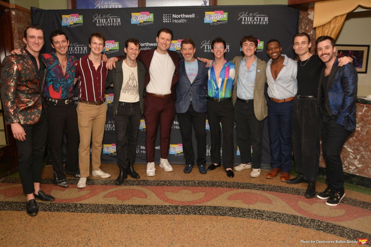 Paul Stancato with Zach Cossman, Sean Widener, Evan Blust, Justin Wolfe Smith, Derick Donato, Lance Jewett, Jay Owens, Brooks Andrew and Mike Ferlita at Photos: THE WEDDING SINGER Opens at The John W. Engeman Theater Northport