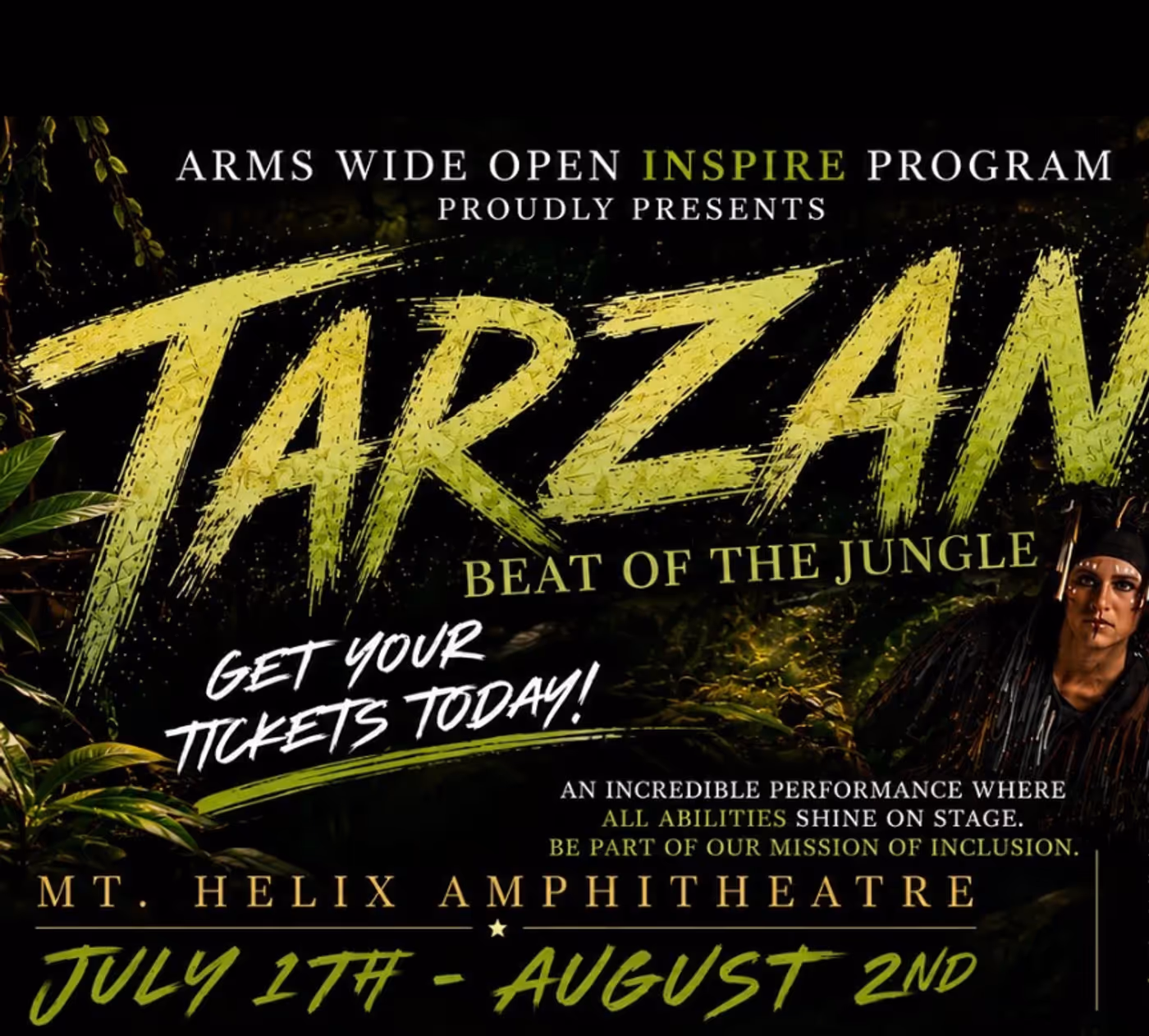 Interview: Chris Rubio of TARZAN: BEAT OF THE JUNGLE at Arms Wide Open At Mt. Helix Amphitheatre Image