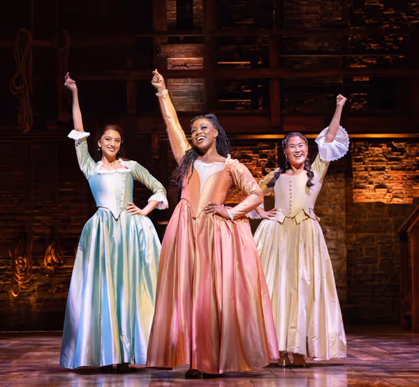 HAMILTON. Bente Mulan, Georgina Onuorah and Jasmine Jia Yung Shen. Photo Danny Kaan Photo