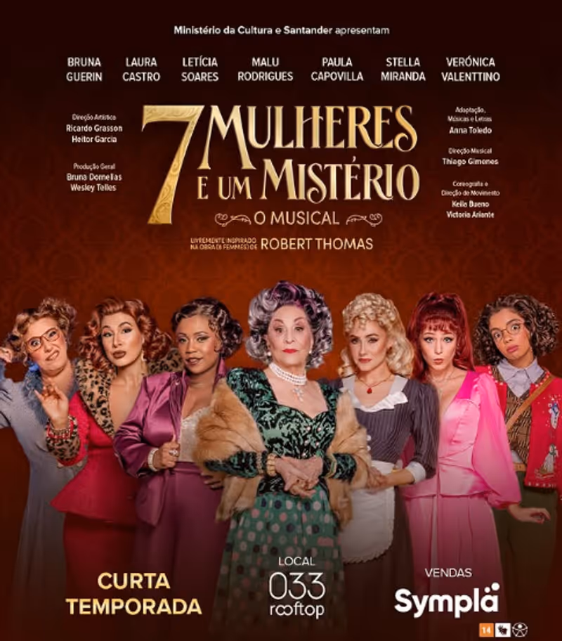 7 MULHERES E UM MISTÉRIO (7 Women and a Mystery) Turns a Classic Whodunit Into Camp Musical Comedy Image