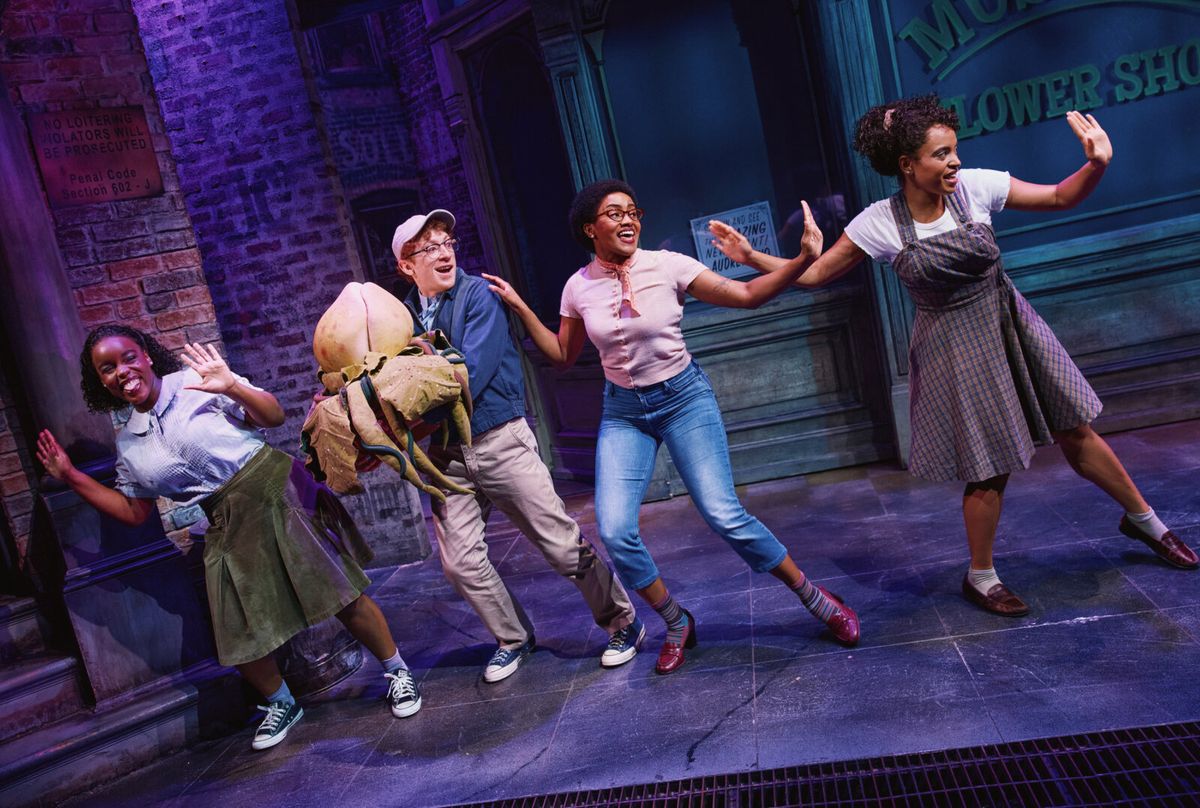 Christine Wanda, Ethan Slater, Morgan Ashley Bryant, Savannah Lee Birdsong at Photos: Ethan Slater and Betsy Wolfe in LITTLE SHOP OF HORRORS