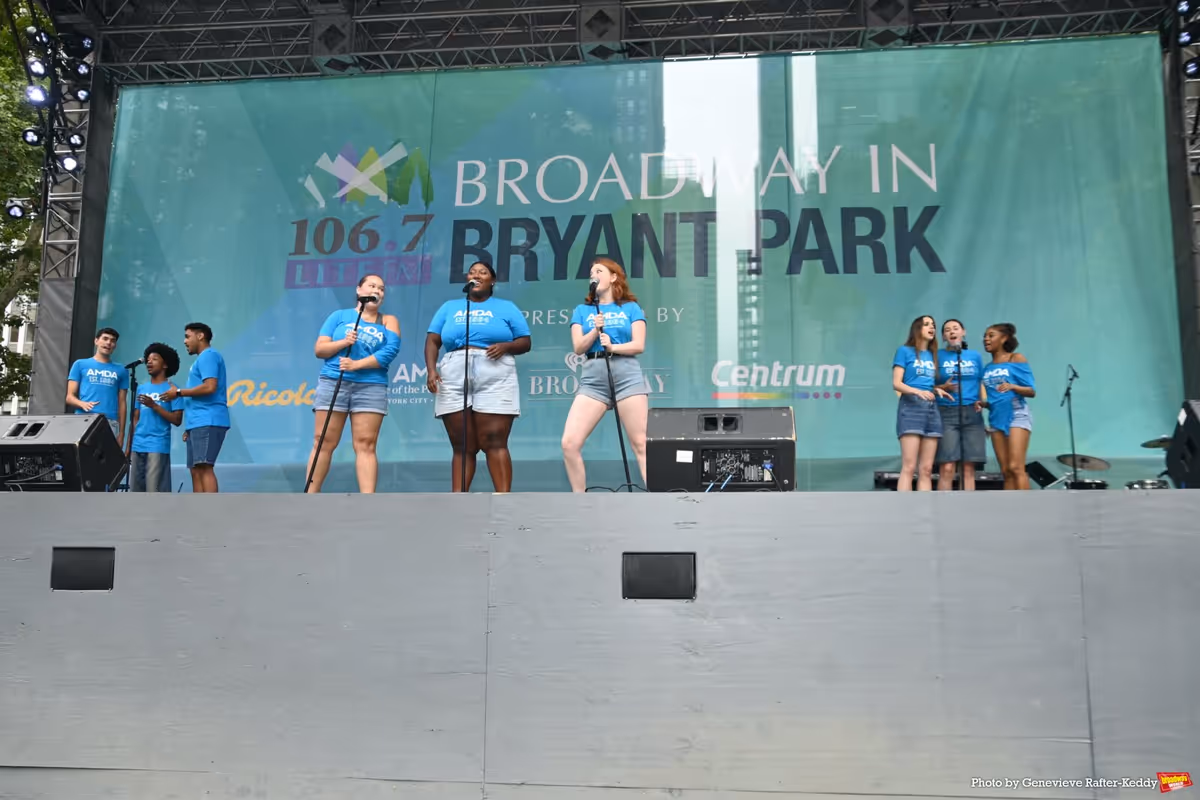 AMDA Students that includes-Luismi Acosta, Quicy Adair, Kwabena Bawuah, Doris Gonzalez, Dominique Kent, Amber Jo, Anna Powell, Danika Nutile and Teya Wright at Photos: WICKED, TITANÍQUE, CHICAGO & More Perform at Broadway in Bryant Park Week Two