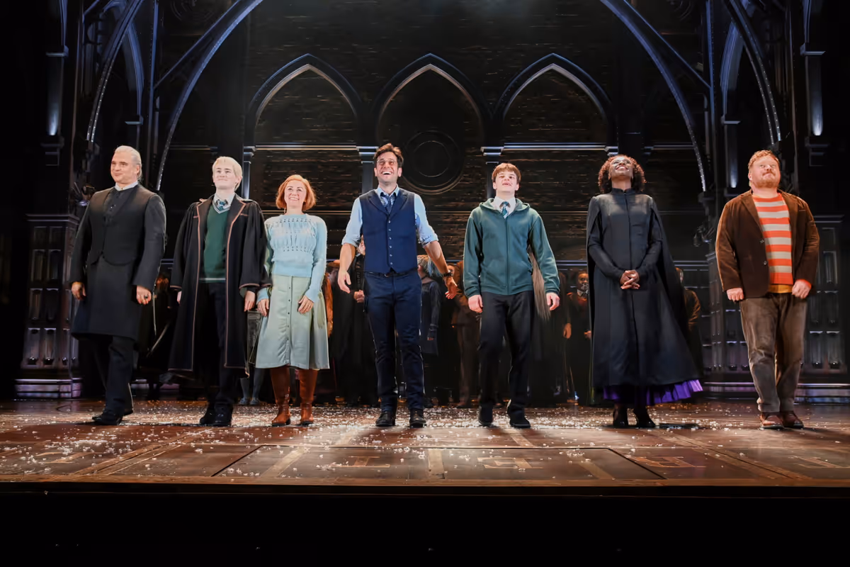 Oliver Boot, Kai Spackman, Claire Lams, David Ricardo-Pearce, Joshua Sullivan, Naana Agyei-Ampadu and Thomas Aldridge at Photos: HARRY POTTER AND THE CURSED CHILD Celebrates 10 Years in the West End