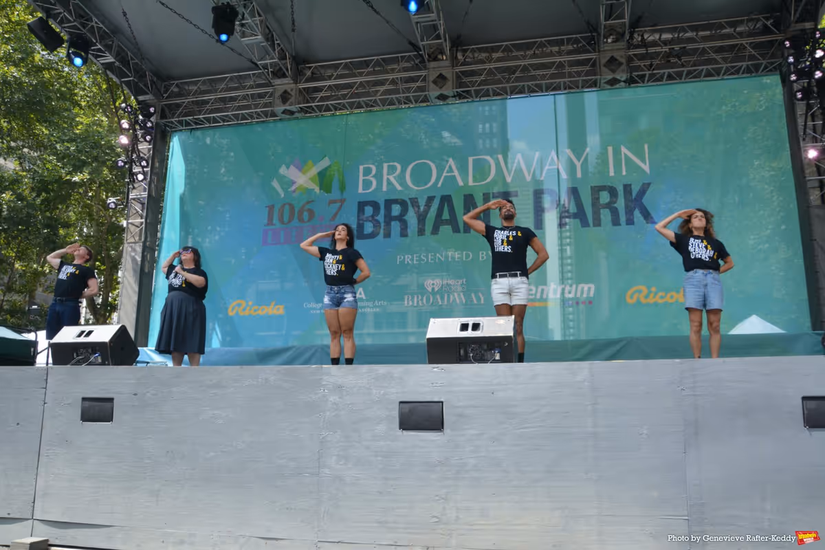Jeff Kready, Allison Guinn. Gerianne Perez, Brandon Contreras and Lexi Rabidi at Photos: MJ, THE OUTSIDERS & More Perform at Broadway in Bryant Park