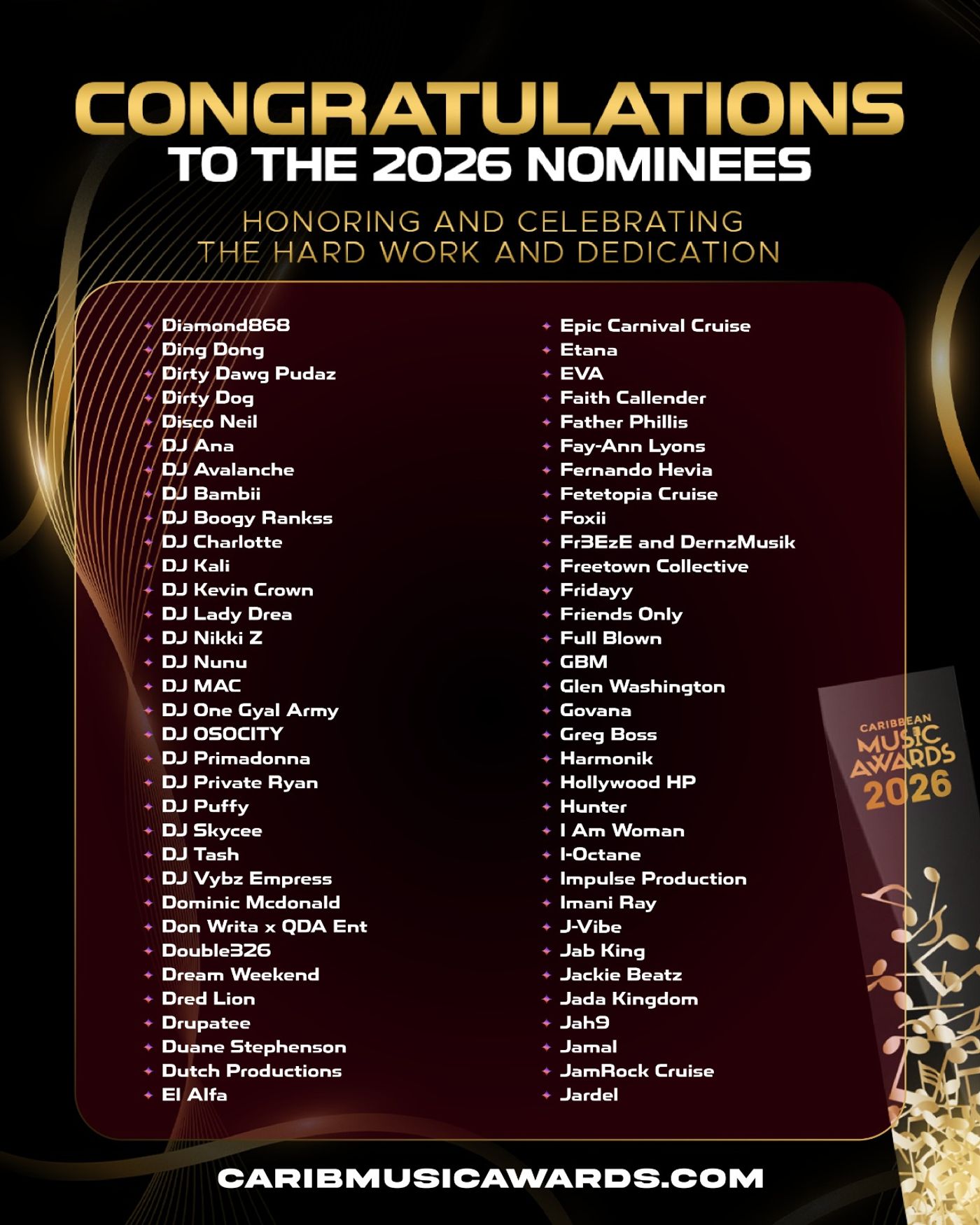 Photos: SHYNE, PATRA, CALYPSO ROSE, Alan Cavé to Be Honored at Caribbean Music Awards Image