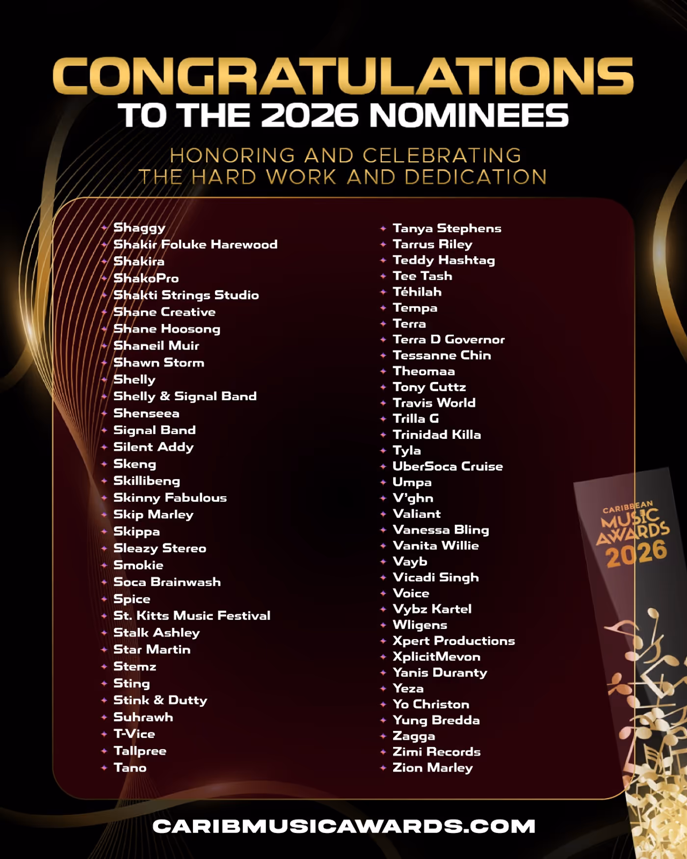 Photos: SHYNE, PATRA, CALYPSO ROSE, Alan Cavé to Be Honored at Caribbean Music Awards Image