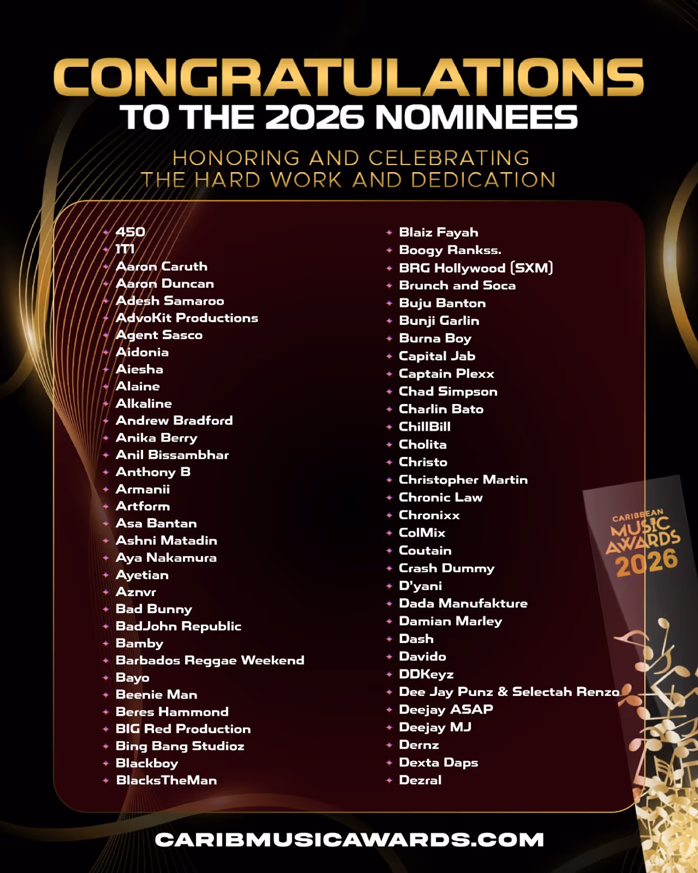 Photos: SHYNE, PATRA, CALYPSO ROSE, Alan Cavé to Be Honored at Caribbean Music Awards Image