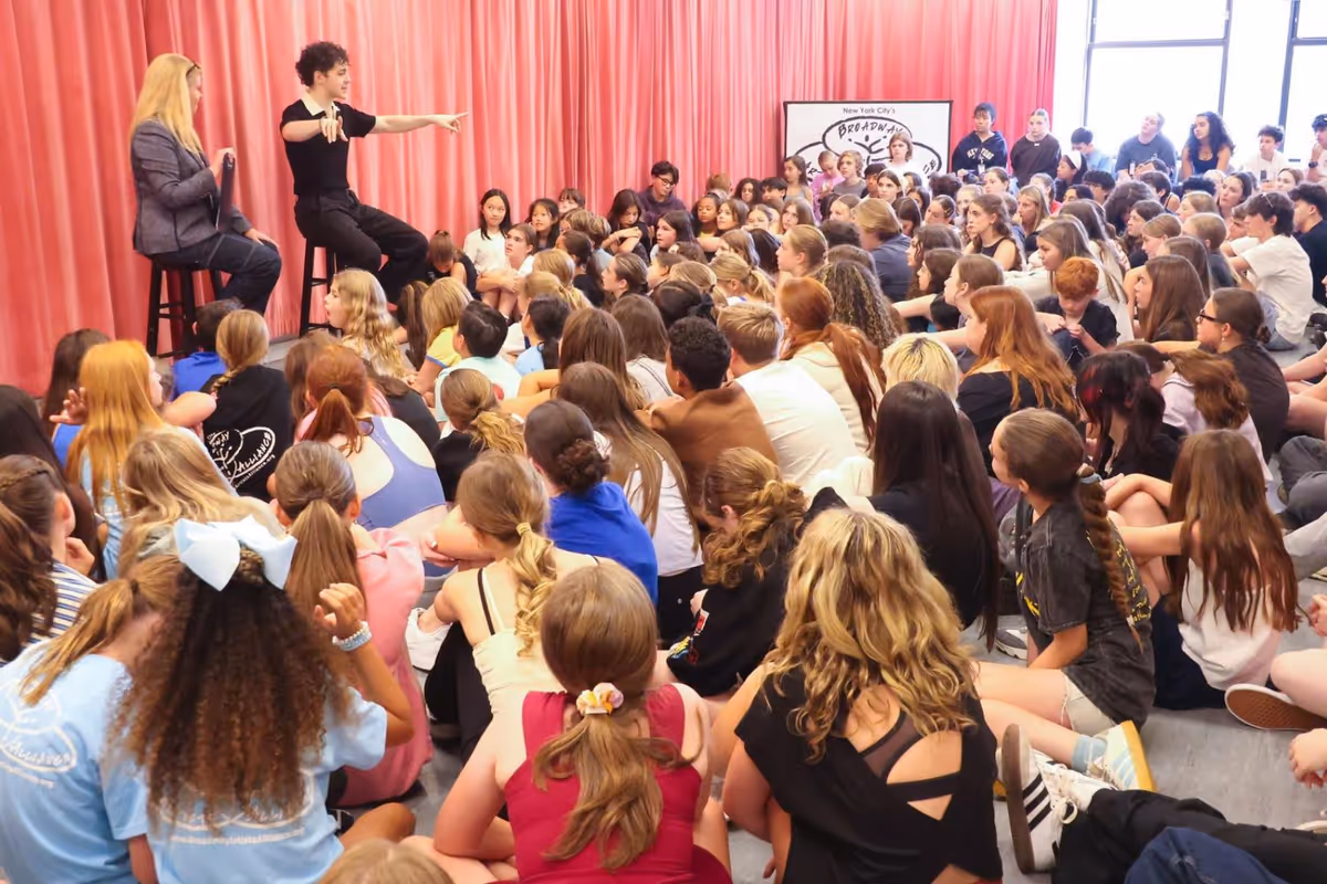 Ali Louis Bourzgui and students at Photos: THE LOST BOYS Tony-Winner Ali Louis Bourzgui Visits Students at Broadway Artists Alliance