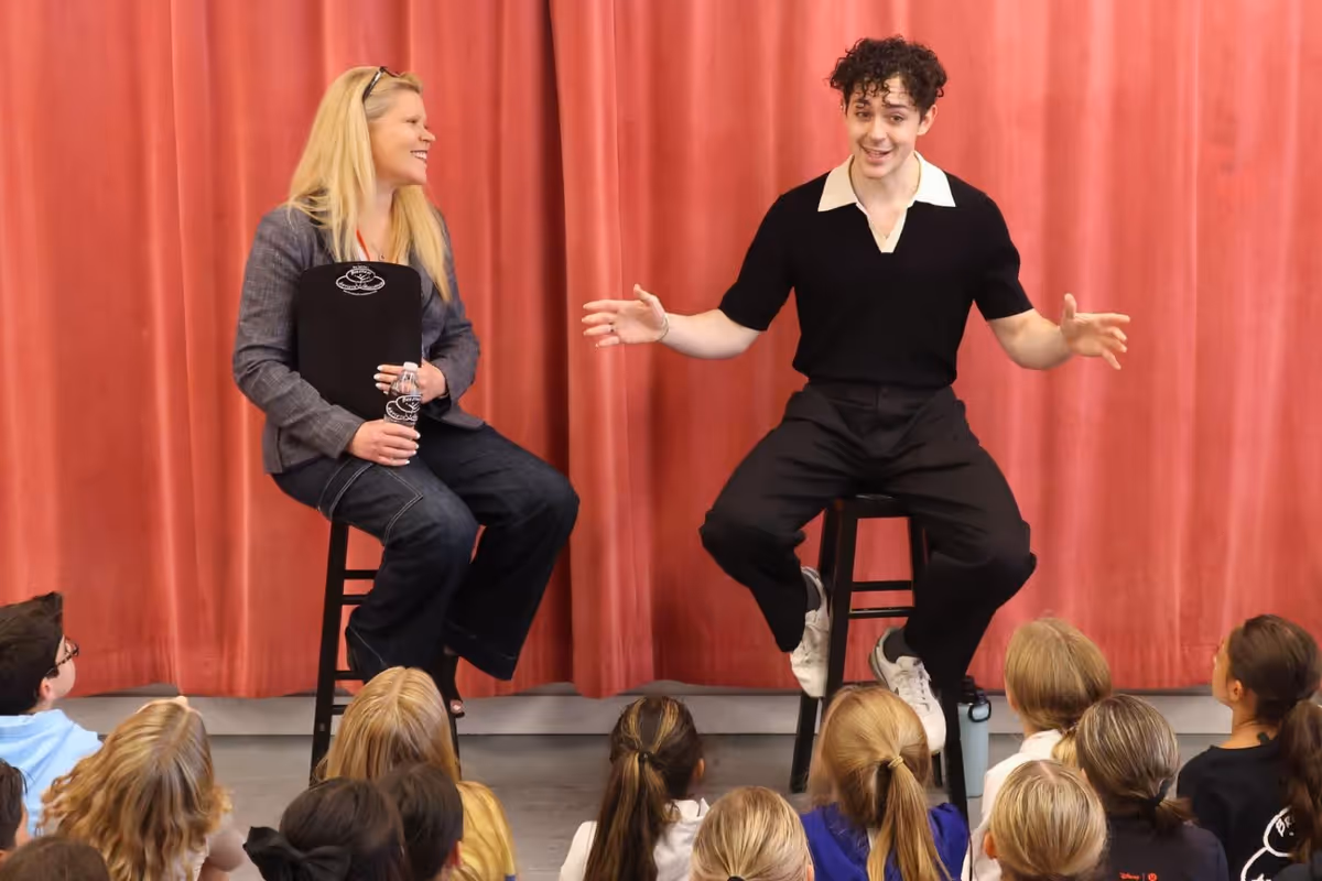 Ali Louis Bourzgui and students at Photos: THE LOST BOYS Tony-Winner Ali Louis Bourzgui Visits Students at Broadway Artists Alliance