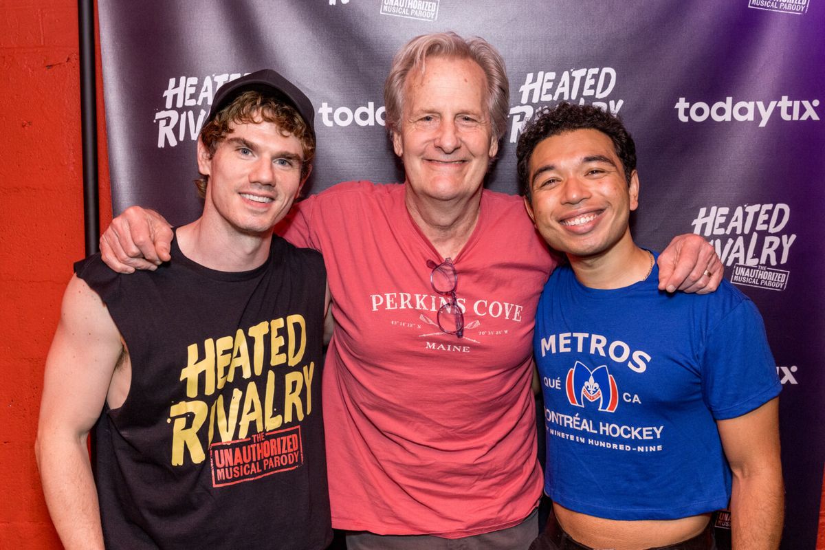 Jay Armstrong Johnson, Jeff Daniels, Aaron Alcaraz at Photos: Jeff Daniels Visits HEATED RIVALRY: THE UNAUTHORIZED MUSICAL PARODY