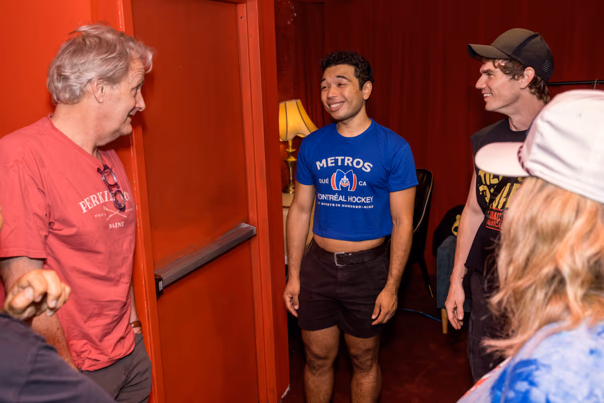 Jeff Daniels, Aaron Alcaraz, Jay Armstrong Johnson at Photos: Jeff Daniels Visits HEATED RIVALRY: THE UNAUTHORIZED MUSICAL PARODY