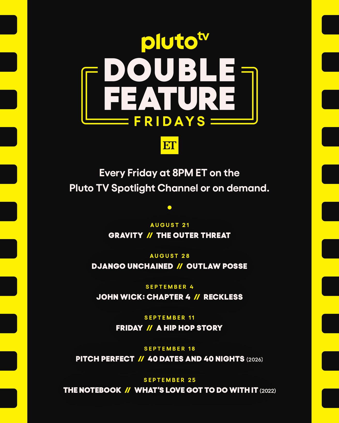 Photos: Pluto Tv to Launch DOUBLE FEATURE FRIDAYS With Entertainment Tonight Image