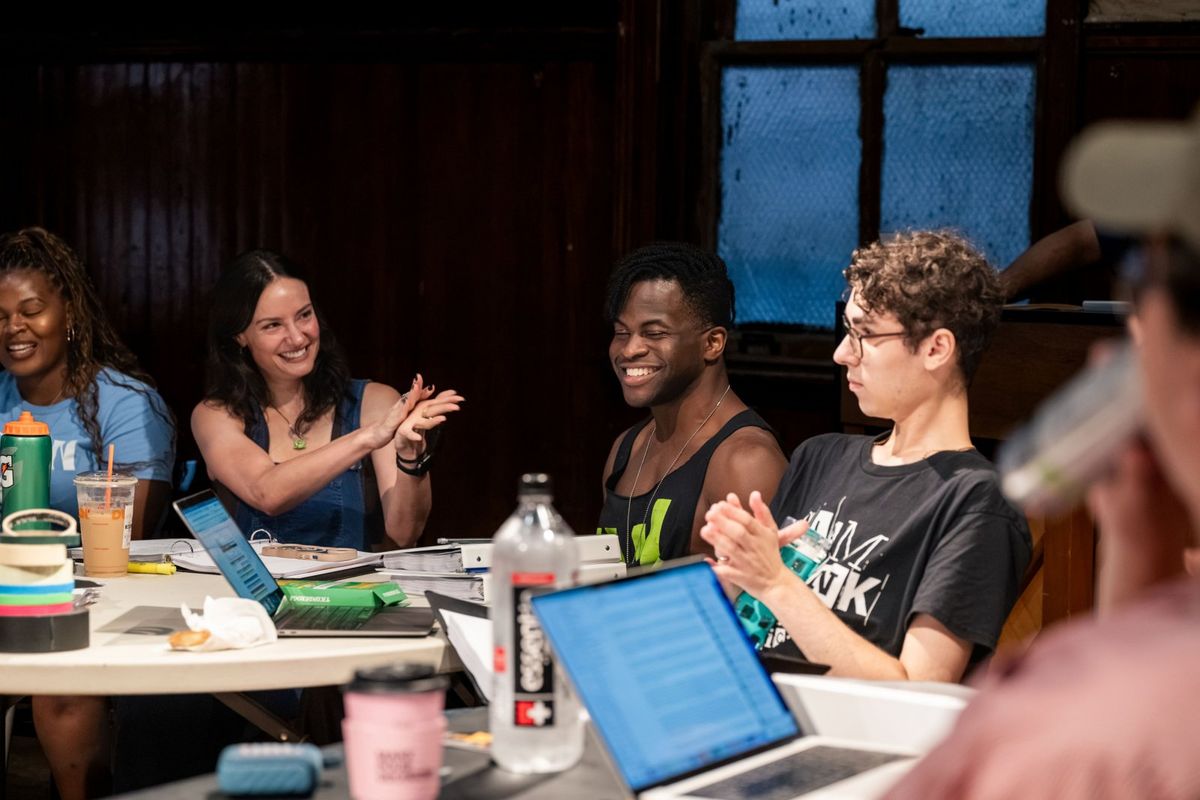 Amelia Louise Barr, Esosa Oviasu, Nikita Chernin at Photos: Inside Rehearsals for SLAM FRANK Off-Broadway at the Orpheum Theatre