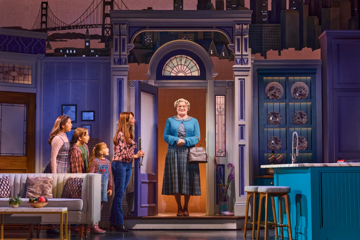 Aaliya Mai, Joshua Miles, Santi-Loren Cohen, Kara Lily Hayworth and Gabriel Vick at Photos: First Look at MRS. DOUBTFIRE UK & Ireland Tour