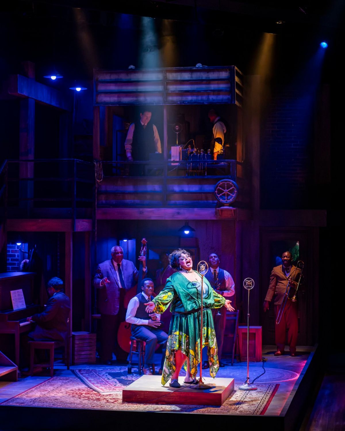 Above: Bert Emmett and Matt Foyer  Below: Gerald C. Rivers (obscured), Alex Morris, Francis C. Edemobi, Amber Liekhus, Jamar Gilbert and Kai A. Ealy at Photos: MA RAINEY'S BLACK BOTTOM at A Noise Within