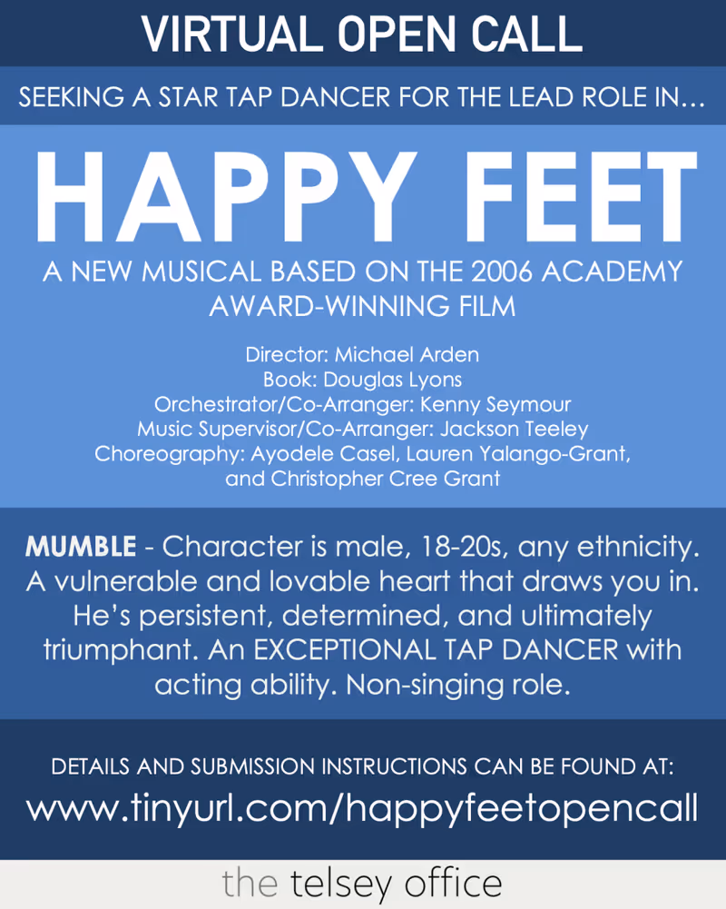 HAPPY FEET Musical to Hold Virtual Open Call for the Lead Role Image