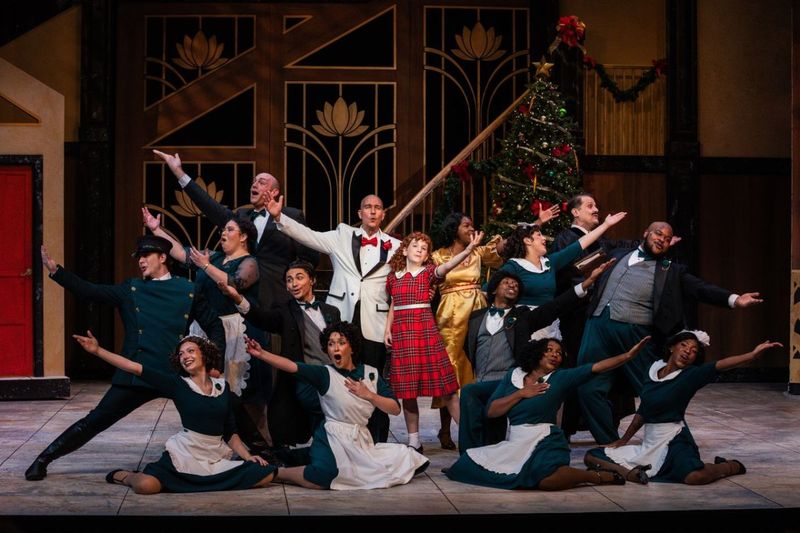 Chris Damiano, Mary Taylor, and the cast of Annie.  Photo credit: Casey Gardner Ford