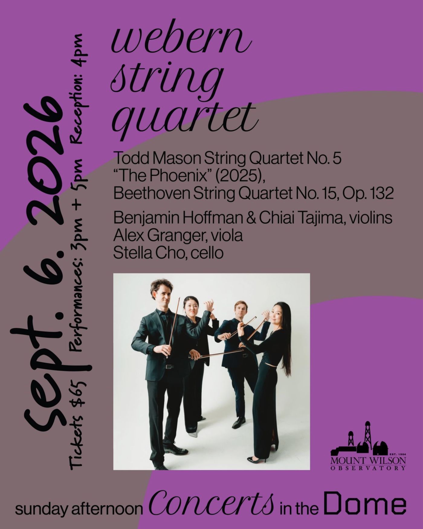 Photos: WEBERN STRING QUARTET to Perform at Mount Wilson Observatory in September Image