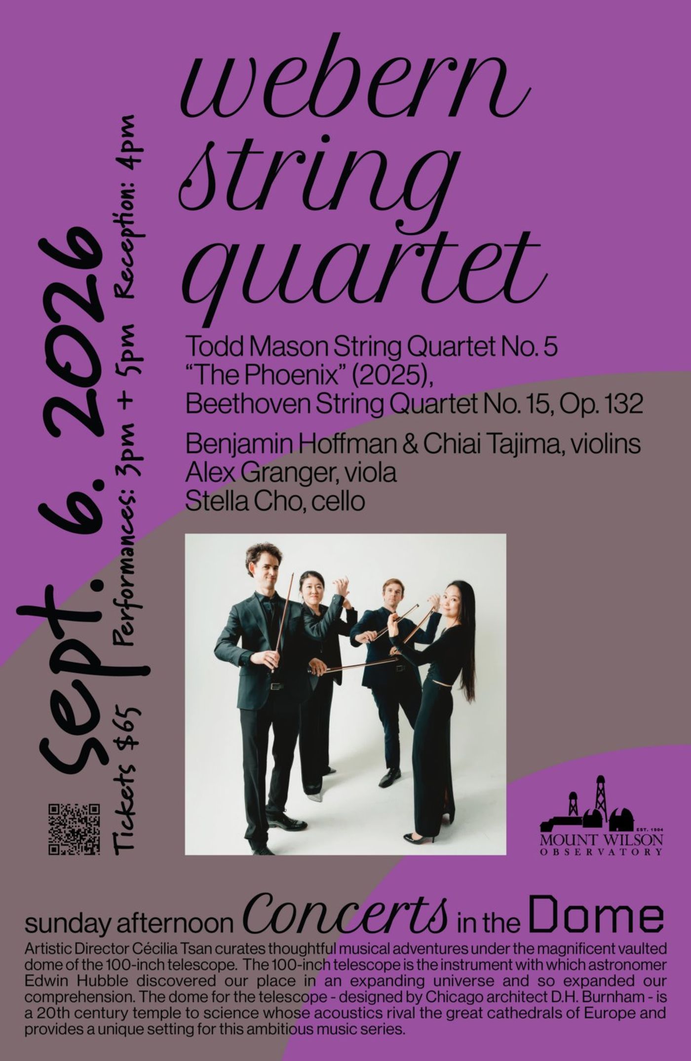 Photos: WEBERN STRING QUARTET to Perform at Mount Wilson Observatory in September Image