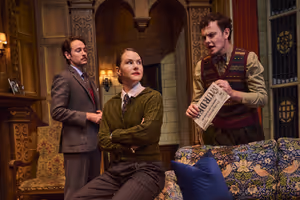 Jack Hardwick as Giles Ralston, Clare Duffy as Miss Casewell & Thomas Barrett as Chri Photo