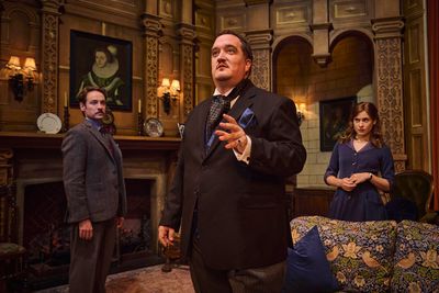 Jack Hardwick as Giles Ralston, James Peake as Mr Paravicini & Emily Laing as Mollie  Photo
