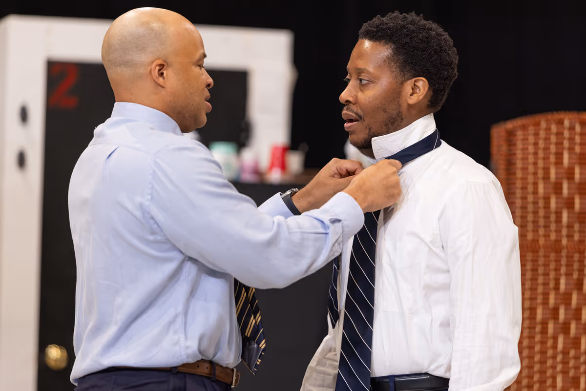 Ensemble members Glenn Davis and Namir Smallwood at Photos: TOPDOG/UNDERDOG in Rehearsal at Steppenwolf Theatre Company