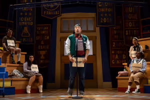 Raymond J. Lee and the cast of The 25th Annual Putnam County Spelling Bee Photo