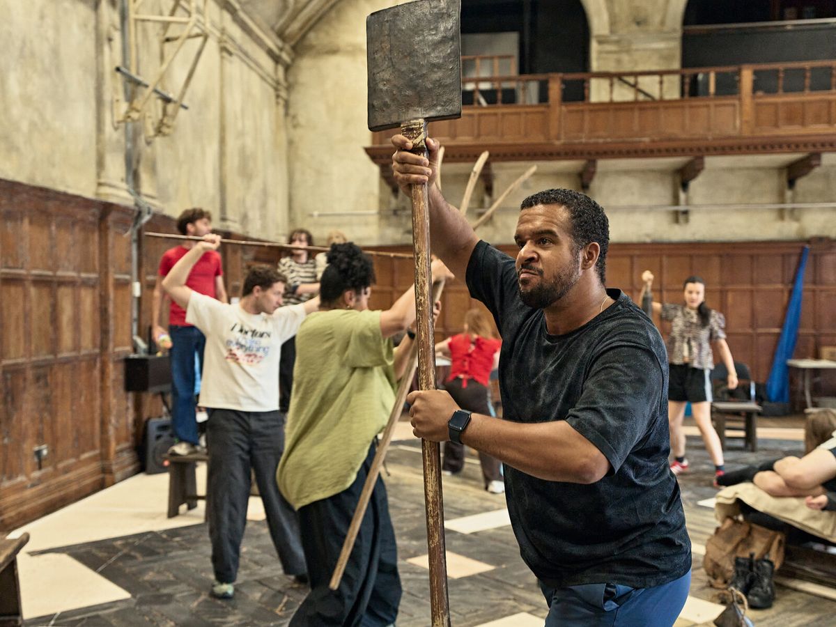 Aaron Lee Lambert and The Company at Photos: MARTIN GUERRE In Rehearsal at The Old Vic