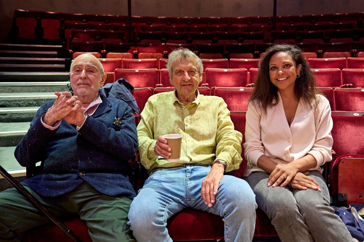 Claude Michel Schönberg, Alain Boublil, and Annabel Mutale Reed at Photos: MARTIN GUERRE In Rehearsal at The Old Vic