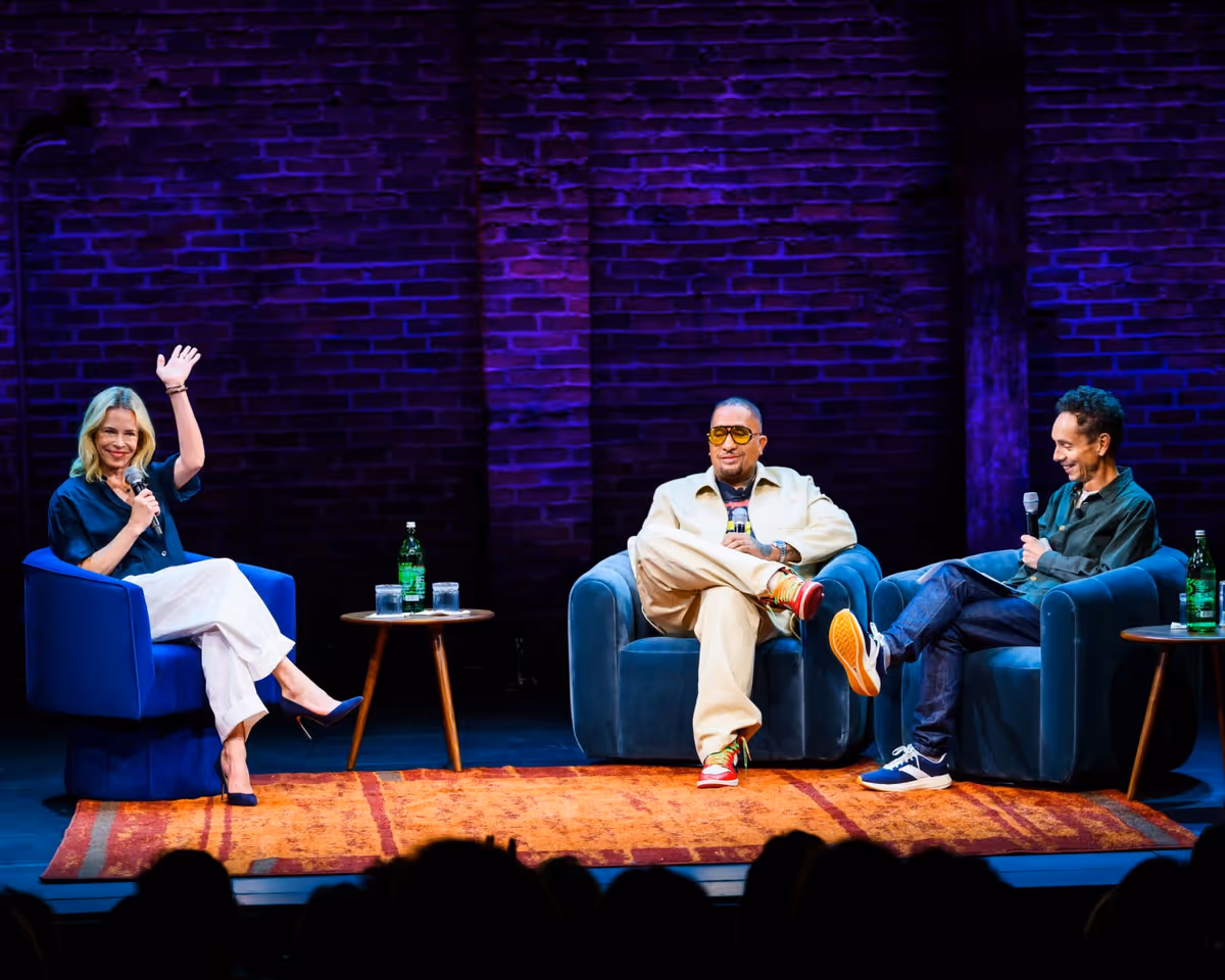 Chelsea Handler, Kenya Barris and Malcolm Gladwell at Photos: Audible' THE UNUSUAL SUSPECTS Recording with Chelsea Handler