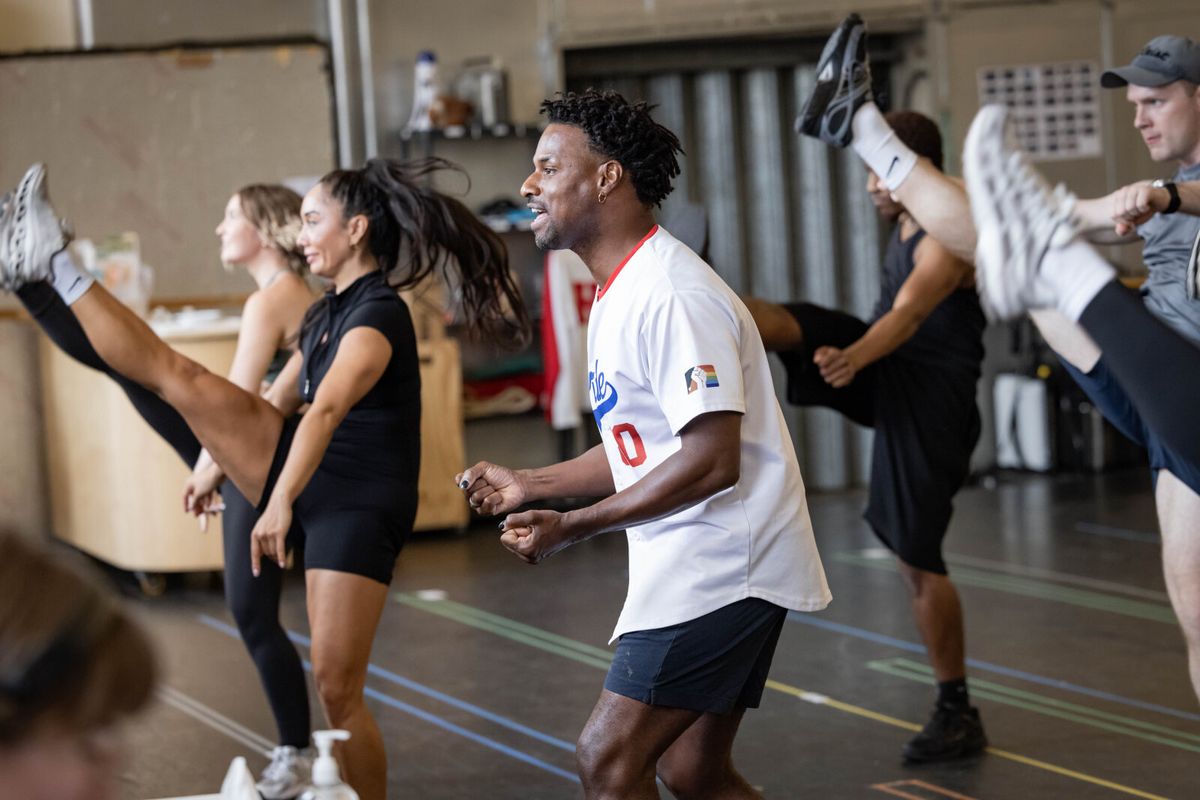 Brandon Lee Sears (Goldie Wilson & Marvin Berry) and Ensemble at Photos: Axel Duffy, Roger Bart, and More in Rehearsal For BACK TO THE FUTURE UK Tour