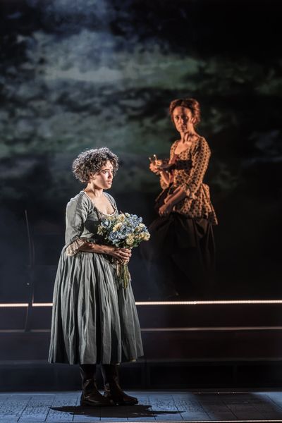 Jordan Loughran as Lucie Manette and Scarlett Brookes as Miss Pross A Tale of Two Cit Photo