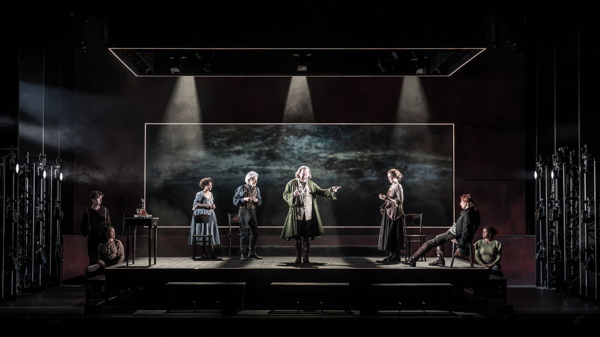 (L R) Daniel Hickey, Jasmine Kerr, Jordan Loughran, François Testory, Roger Ringrose, Scarlett Brookes, Samuel Collings, Robyn Sinclair A Tale of Two Cities Photo by Marc Brenner at Photos: A TALE OF TWO CITIES UK Tour- First Look