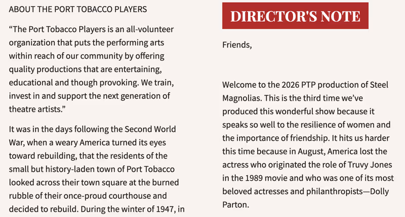 Stage Mag Spotlight: Port Tobacco Players' STEEL MAGNOLIAS Image