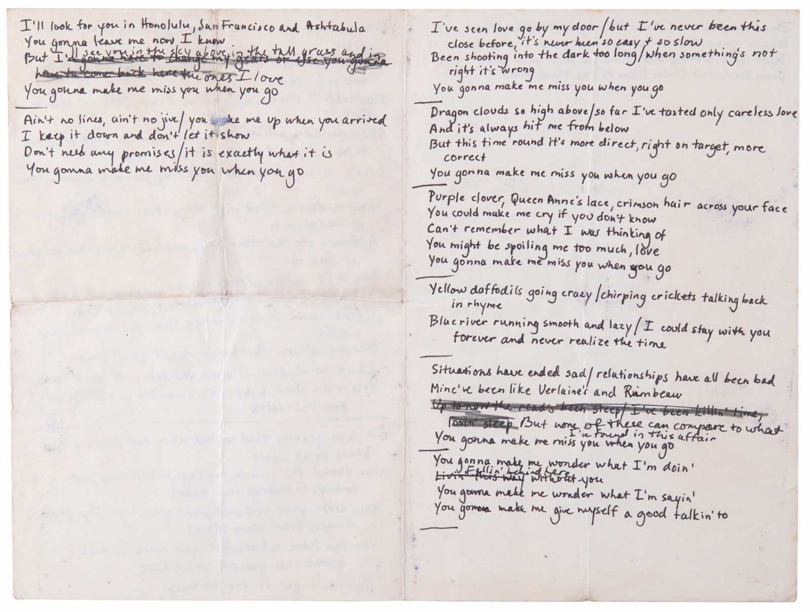 Photos: Bob Dylan's BLOOD ON THE TRACKS Lyrics Sell for $290,404 at Auction — photo 4 of 12