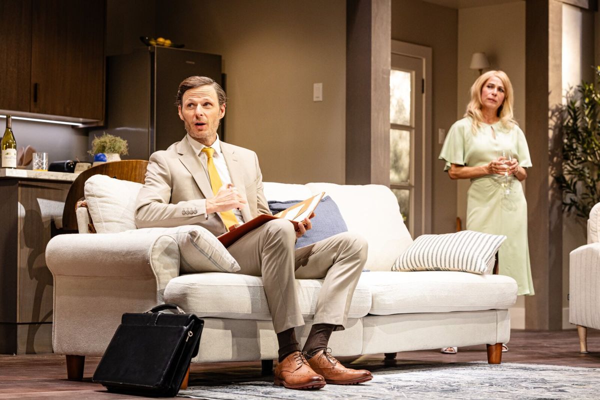 Rupert Young (Brad) and Juliet Cowan (Ellen) at Photos: Noah Schnapp and More in AFFLUENZA at Riverside Studios