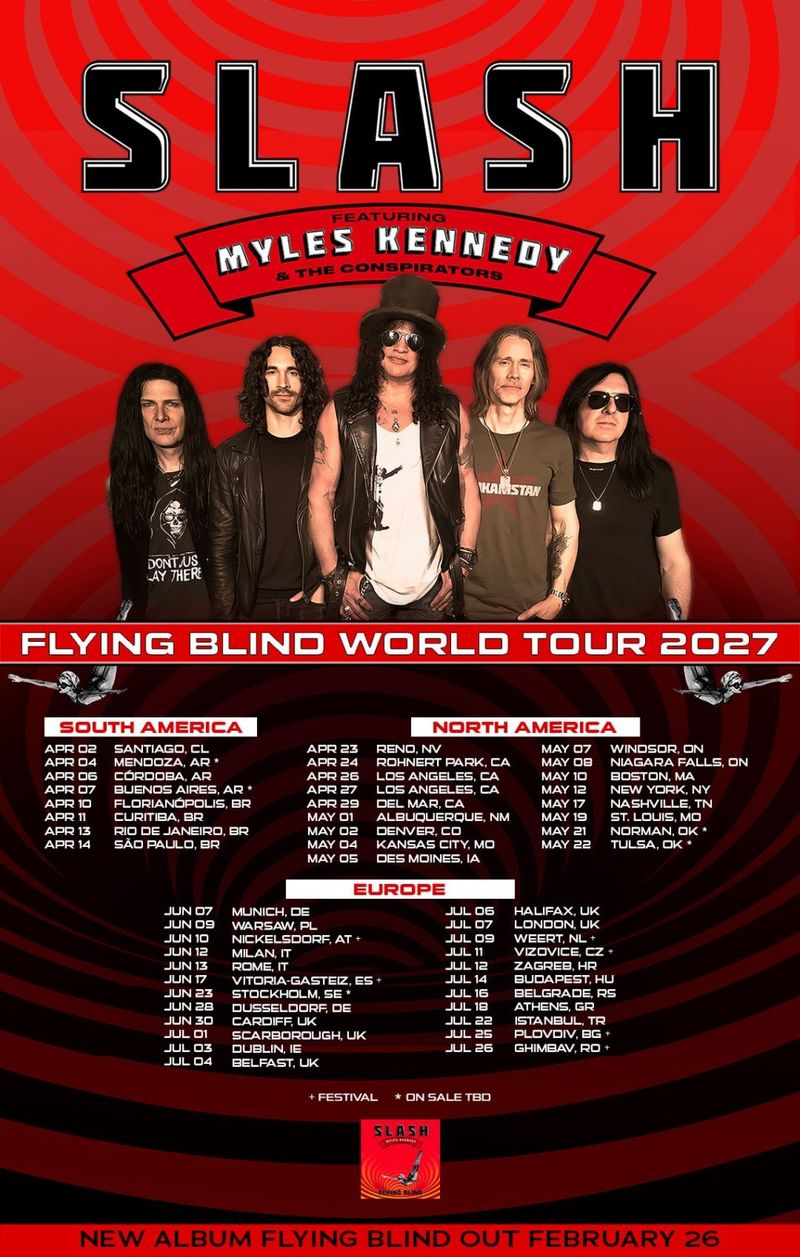 Photos: SLASH Ft. Myles Kennedy & the Conspirators to Launch 2027 FLYING BLIND World Tour — photo 3 of 4