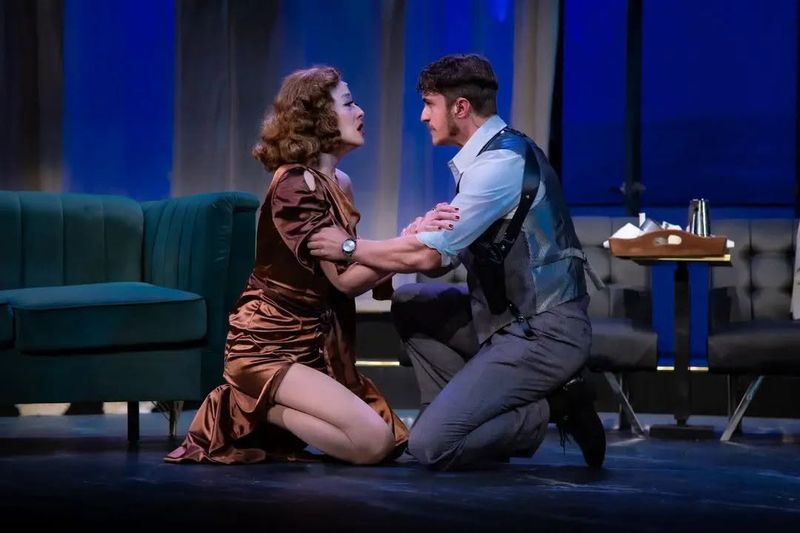 Vera Claythorne (Di Zhu) and Phillip Lombard (Tim Jones)  in "And Then There Were None" - Photo by Ryan Zirngibl