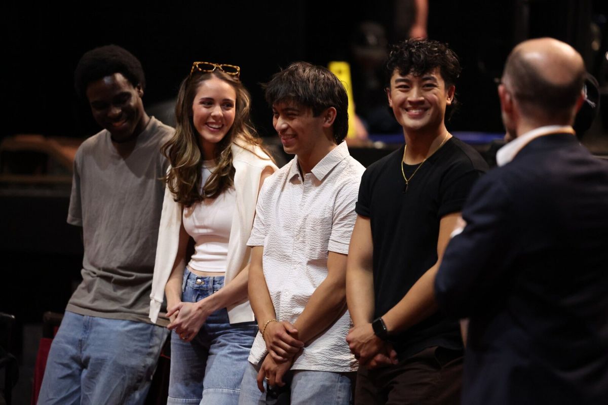 Tyler Jordan Wesley, Emma Hearn, Bonale Fambrini, Jaydon Nget, [Matthew Rego, back to camera] at Photos: Angelina Jolie and More Launch THE OUTSIDERS' Stay Gold Project